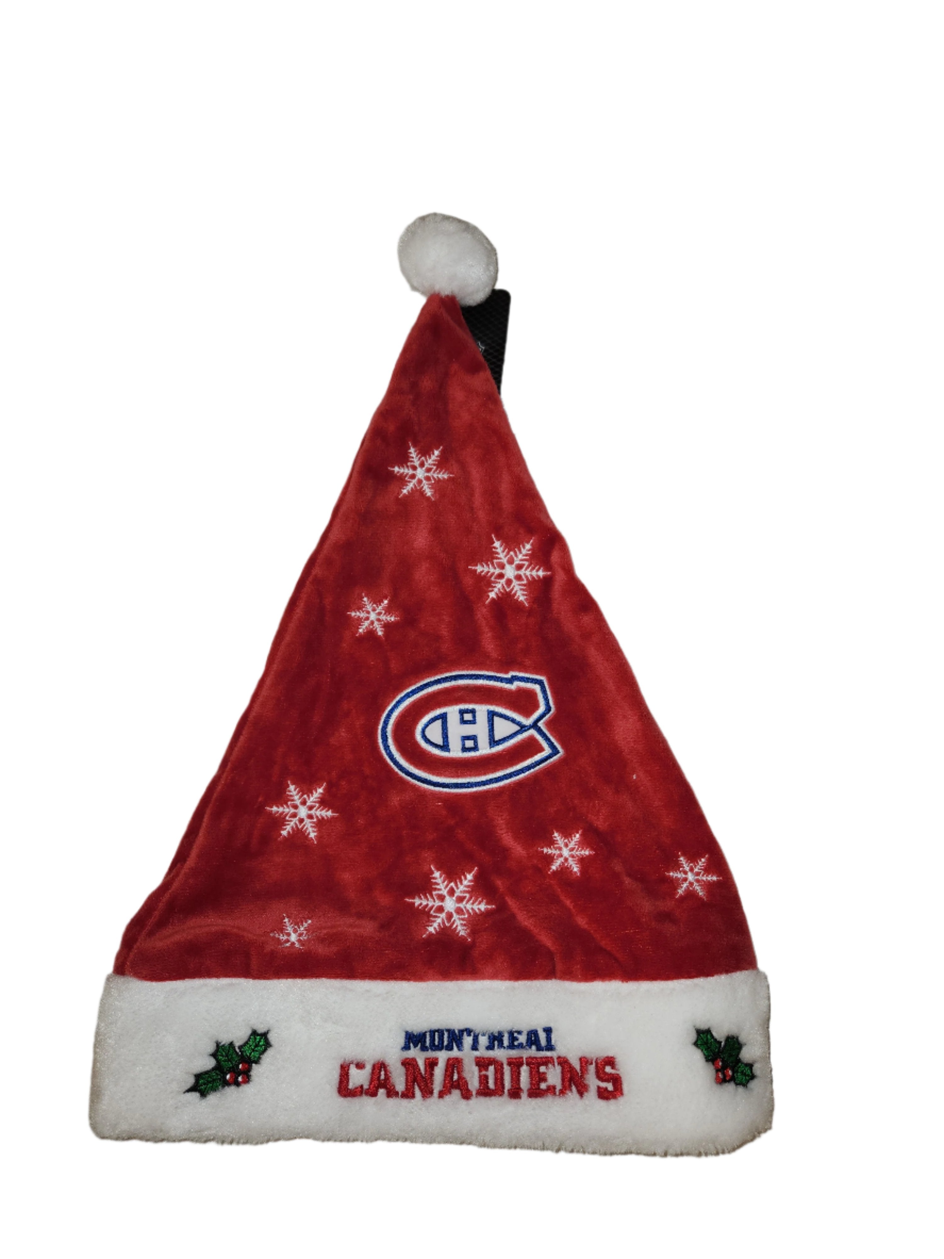 Chapeau de Père Noël de Noël à blocs de couleurs rouge de 17 po des Canadiens de Montréal de la LNH FOCO