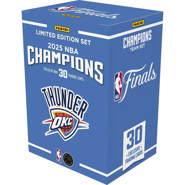 Coffret de cartes à collectionner de basketball NBA Panini 2025 Oklahoma City Thunder Championship Box Set