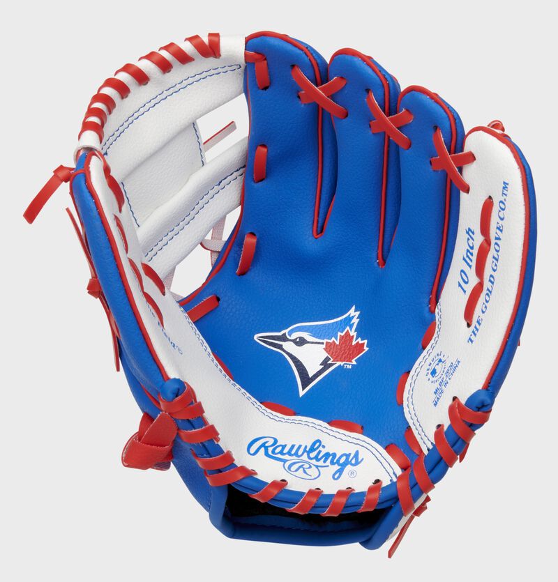 Blue and cheap white baseball gloves