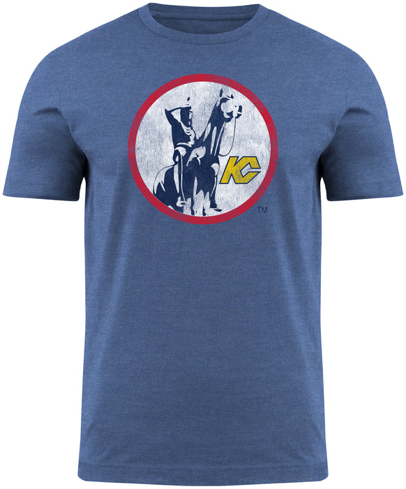 Kansas City Scouts NHL Bulletin Men's Royal Distressed Vintage Logo Heathered T-Shirt