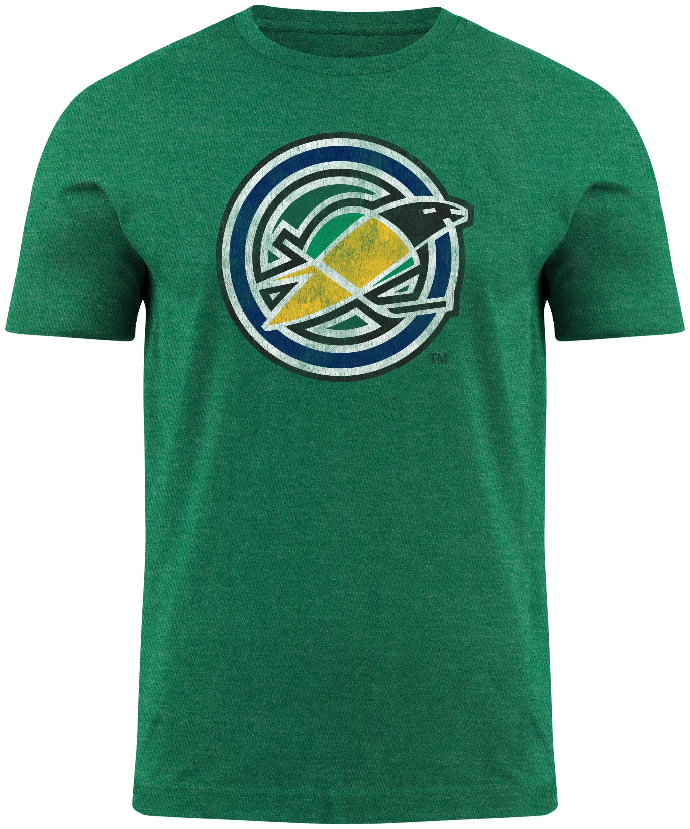 Oakland Seals NHL Bulletin Men's Green Distressed Vintage Logo Heathered T-Shirt