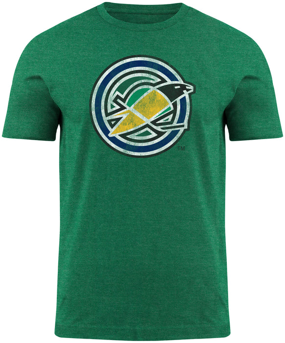 California Golden Seals NHL Bulletin Men's Green Distressed Vintage Logo Heathered T-Shirt