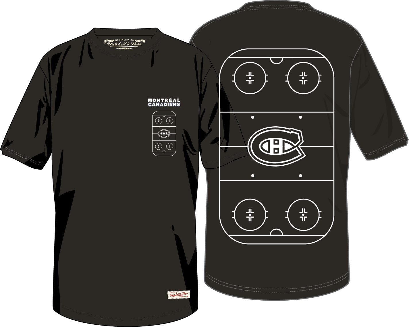 T-shirt noir de patinoire des Canadiens de Montréal NHL Mitchell & Ness pour hommes