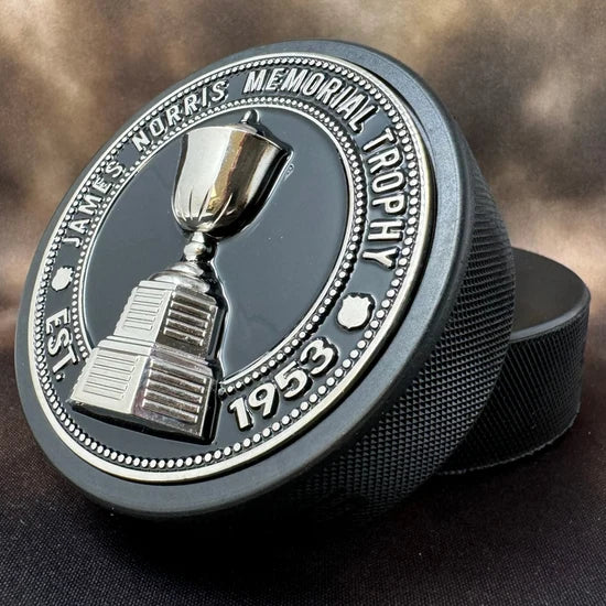 NHL James Norris Memorial Ultra 3D Trophy Silver Medallion Hockey Puck