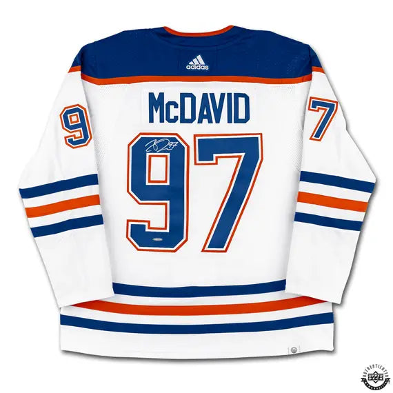 Connor McDavid Edmonton Oilers LNH Adidas Blanc Maillot autographié