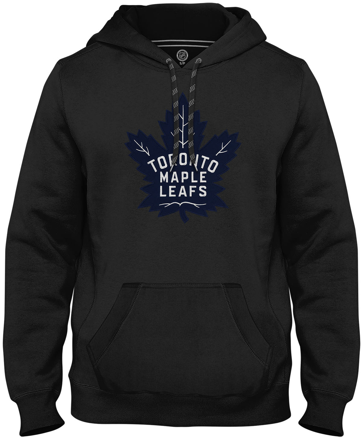 Toronto Maple Leafs NHL Bulletin Men's Black Express Navy Twill Logo Hoodie