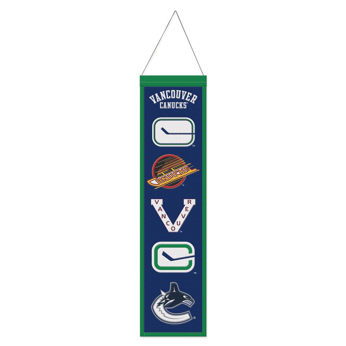 Canucks de Vancouver NHL WinCraft 8"x32" Bannière avec logo en laine Heritage