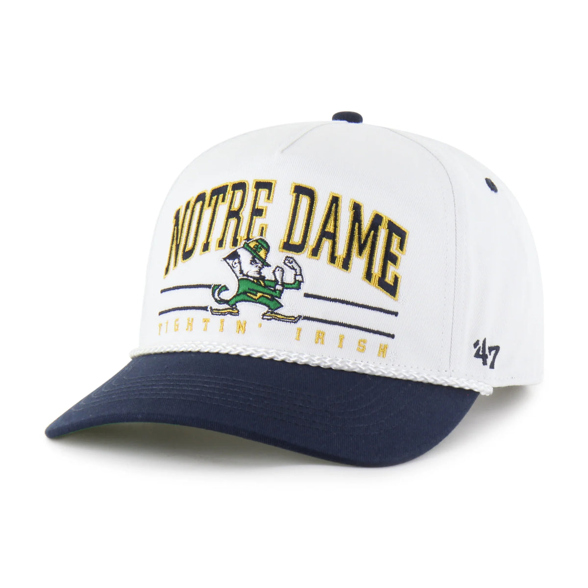 Notre-Dame Fighting Irish NCAA 47 Brand Men's White Roscoe Rope Two Tone Hitch Snapback Hat