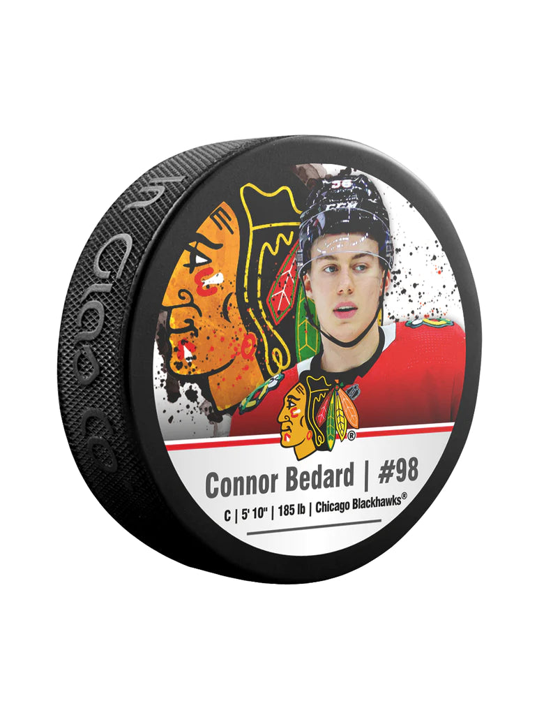 Connor Bedard Rondelle de hockey Inglasco Cube Star des Blackhawks de Chicago LNH