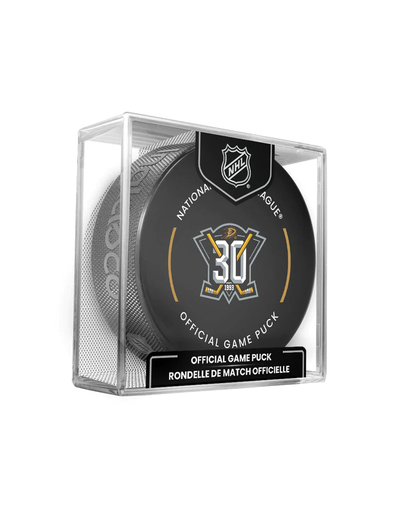 Anaheim Ducks NHL Inglasco 30th Anniversary 2023-24 Officially Licensed Game Hockey Puck