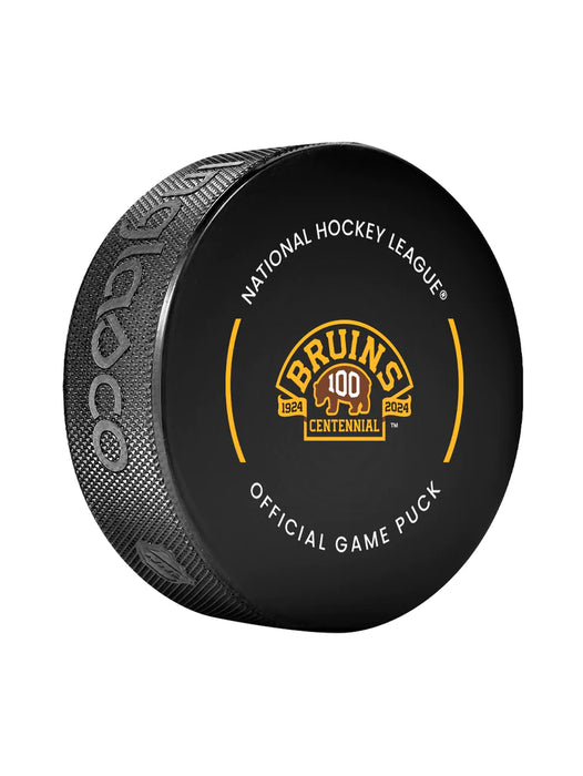 Boston Bruins NHL Inglasco 100th Anniversary 2023-24 Officially Licensed Game Hockey Puck