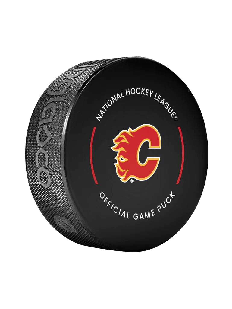 Rondelle de hockey sous licence officielle de la LNH Inglasco 2024-25 des Flames de Calgary