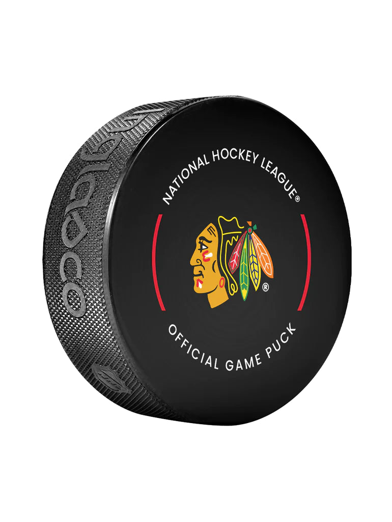 Rondelle de hockey sous licence officielle NHL Inglasco 2024-25 des Blackhawks de Chicago