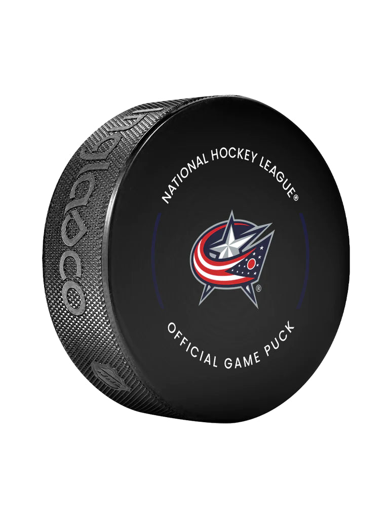 Rondelle de hockey sous licence officielle NHL Inglasco 2024-25 des Blue Jackets de Columbus