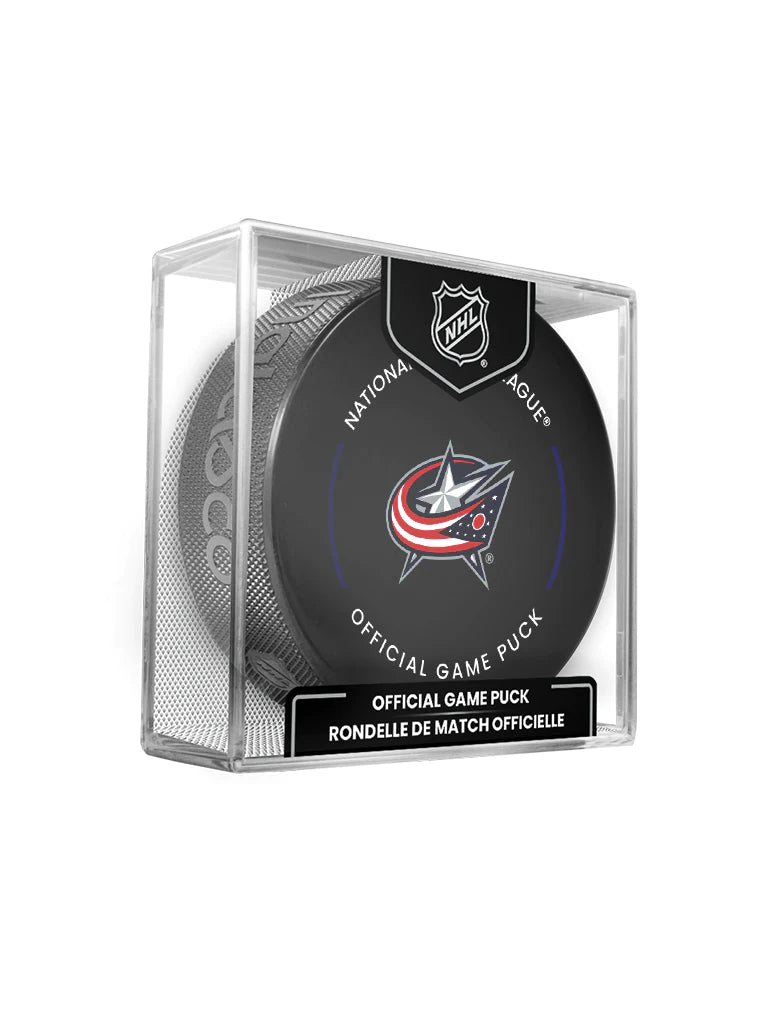 Rondelle de hockey sous licence officielle NHL Inglasco 2024-25 des Blue Jackets de Columbus