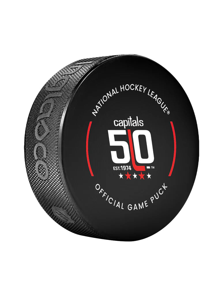 Rondelle de hockey sous licence officielle du 50e anniversaire de la LNH Inglasco 2024-25 des Capitals de Washington