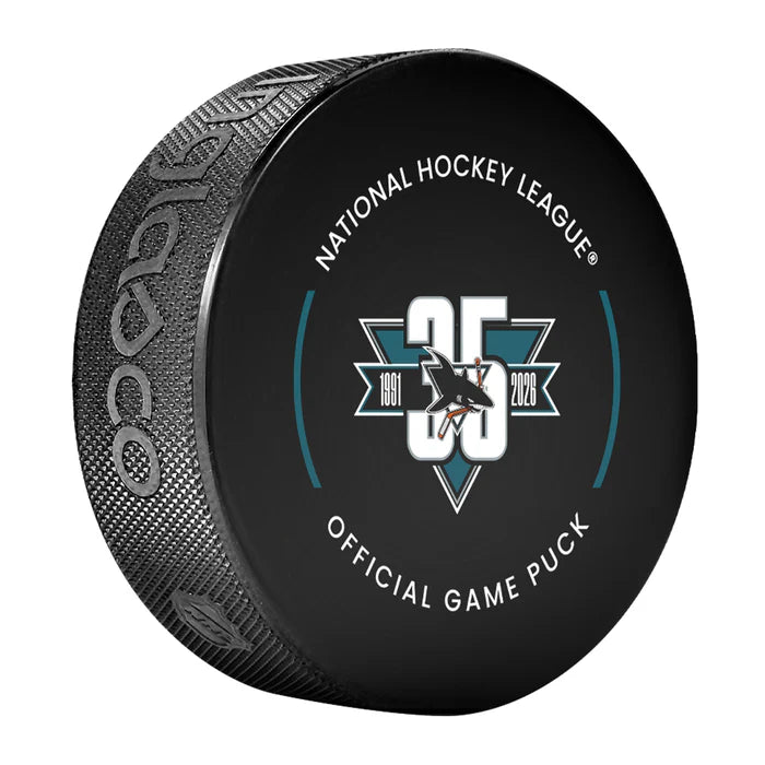 San Jose Sharks NHL Inglasco 2025-26 35th Anniversary Officially Licensed Game Hockey Puck