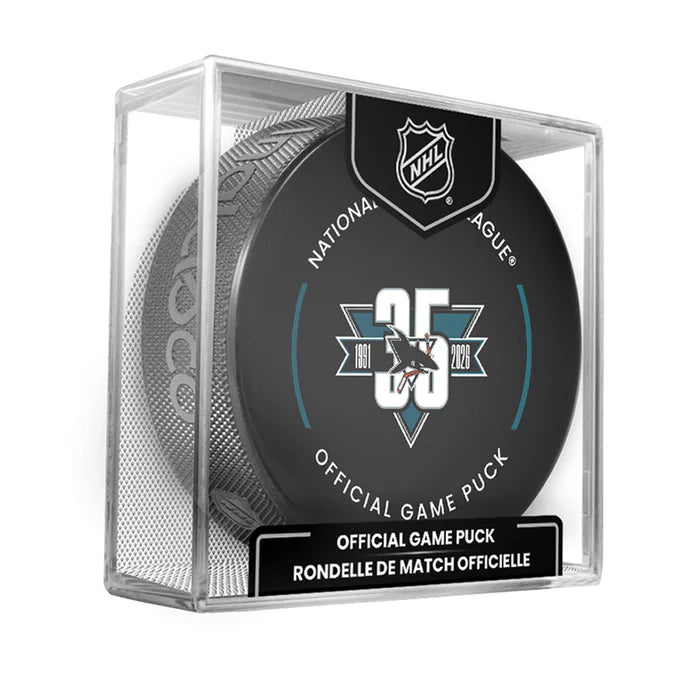San Jose Sharks NHL Inglasco 2025-26 35th Anniversary Officially Licensed Game Hockey Puck