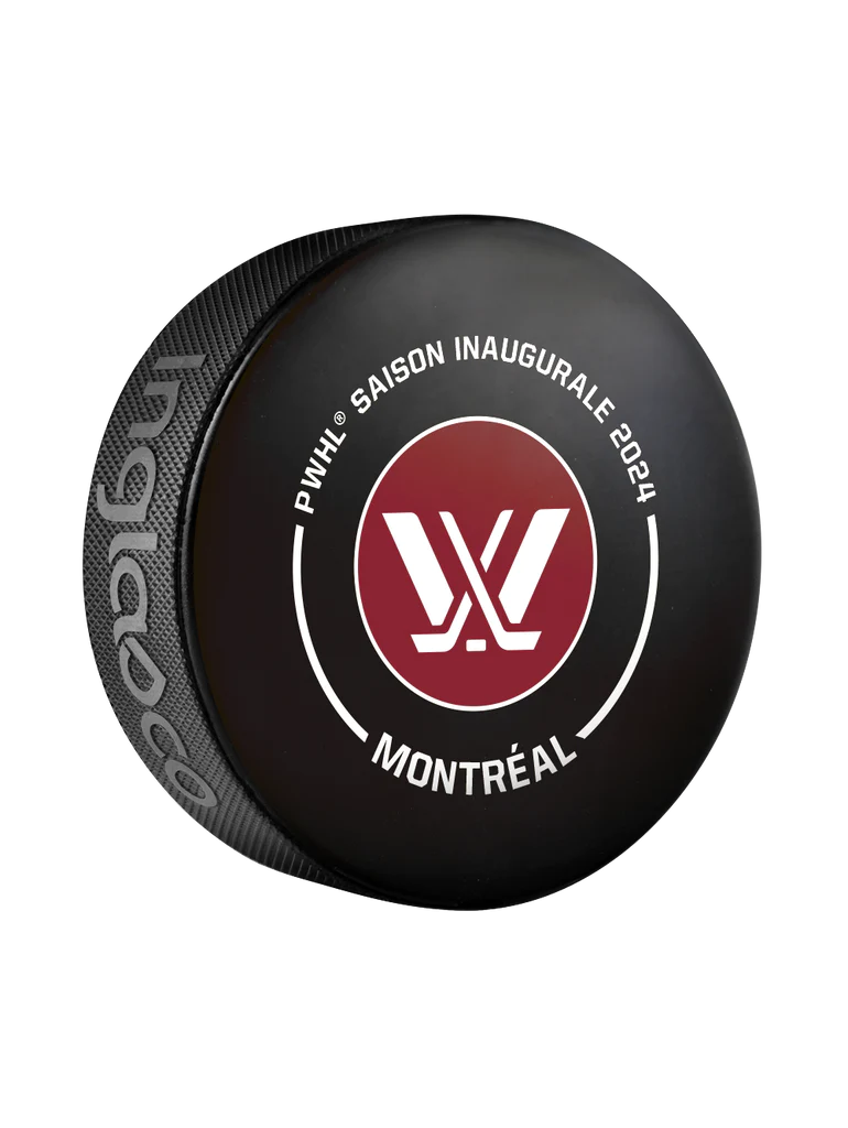 Rondelle de hockey sous licence officielle de la saison inaugurale 2024 de la PWHL Inglasco de Montréal