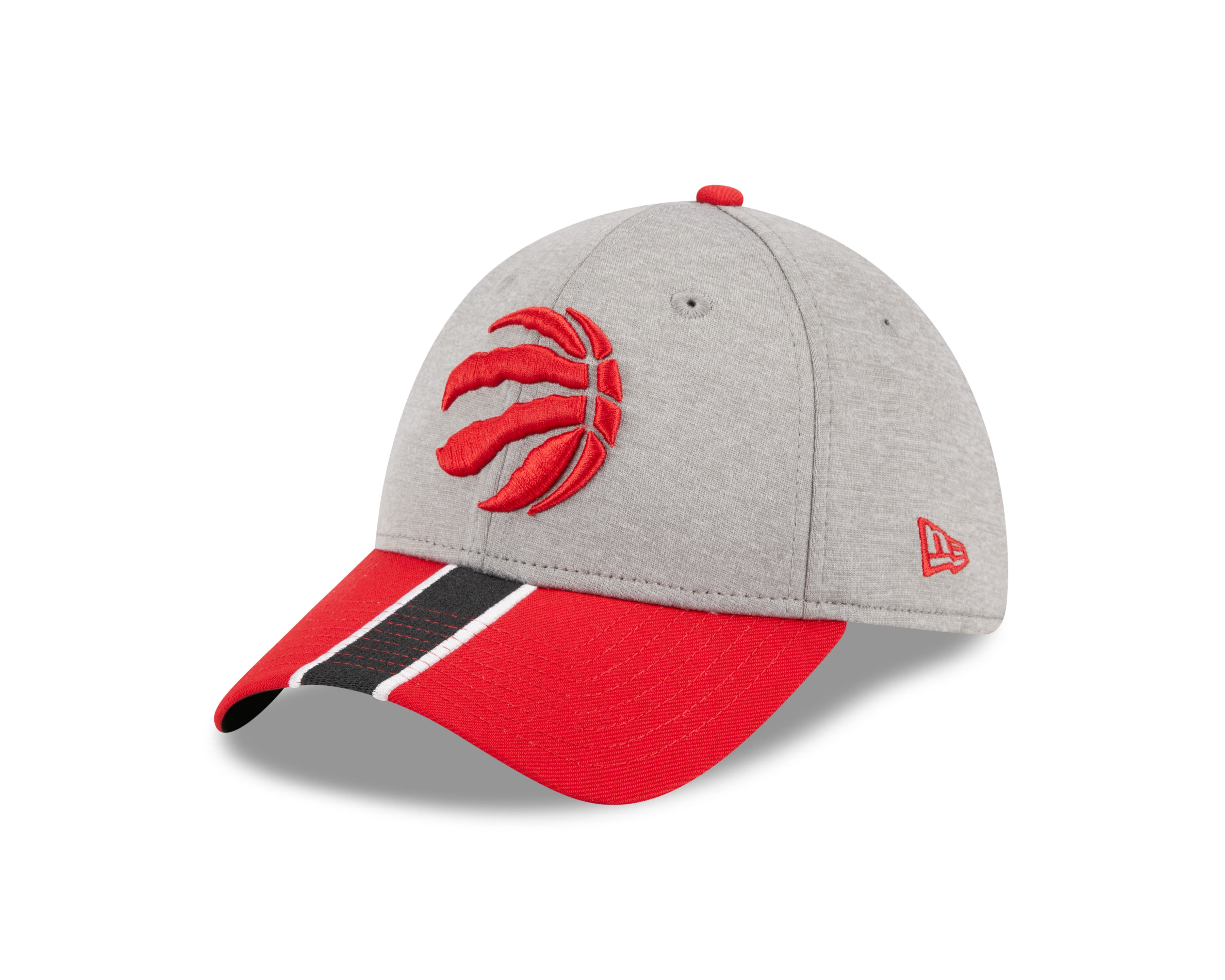 Toronto Raptors NBA New Era Casquette extensible à rayures gris/rouge 39Thirty E3 pour hommes