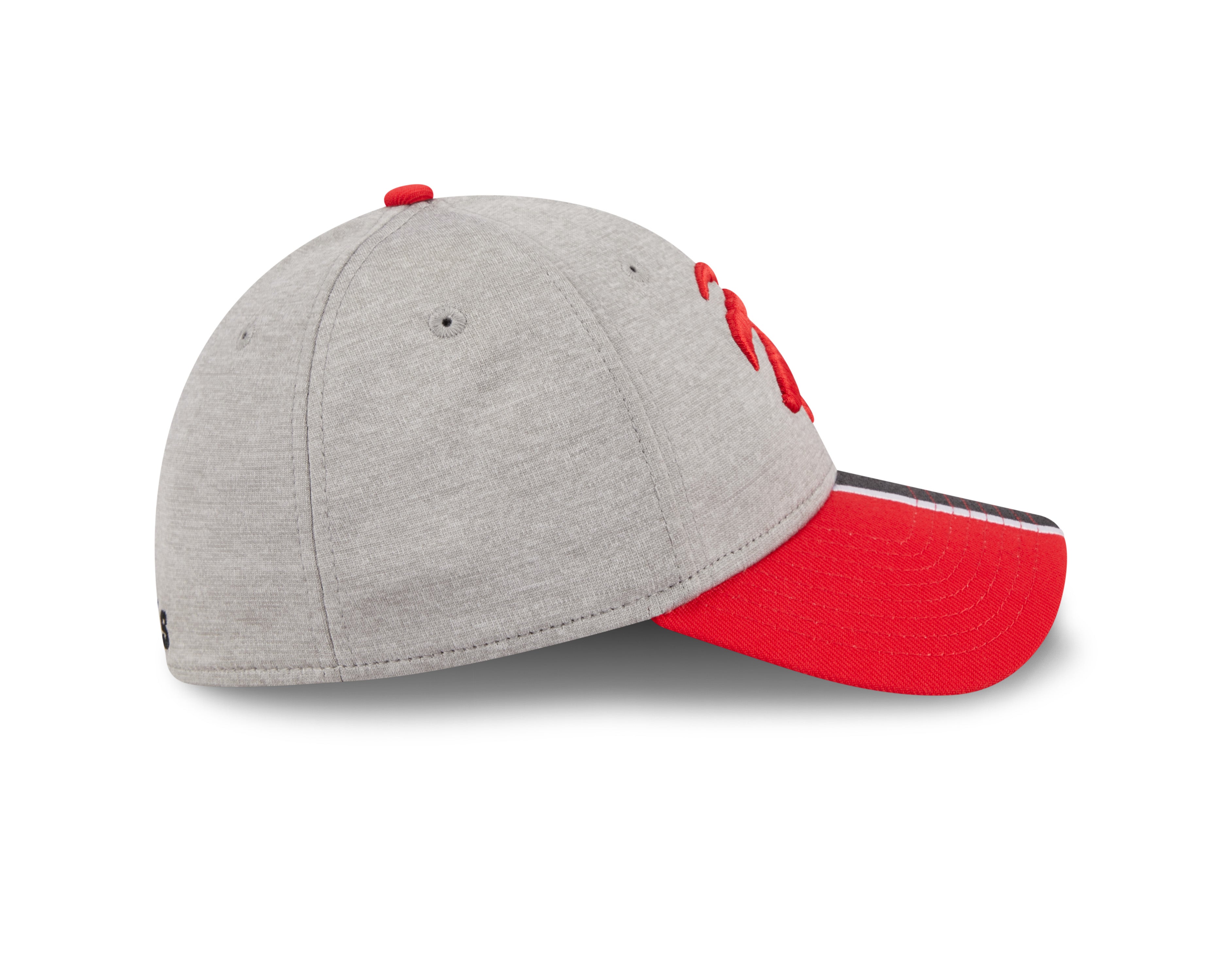 Toronto Raptors NBA New Era Men's Grey/Red 39Thirty E3 Stripe Stretch Fit Hat