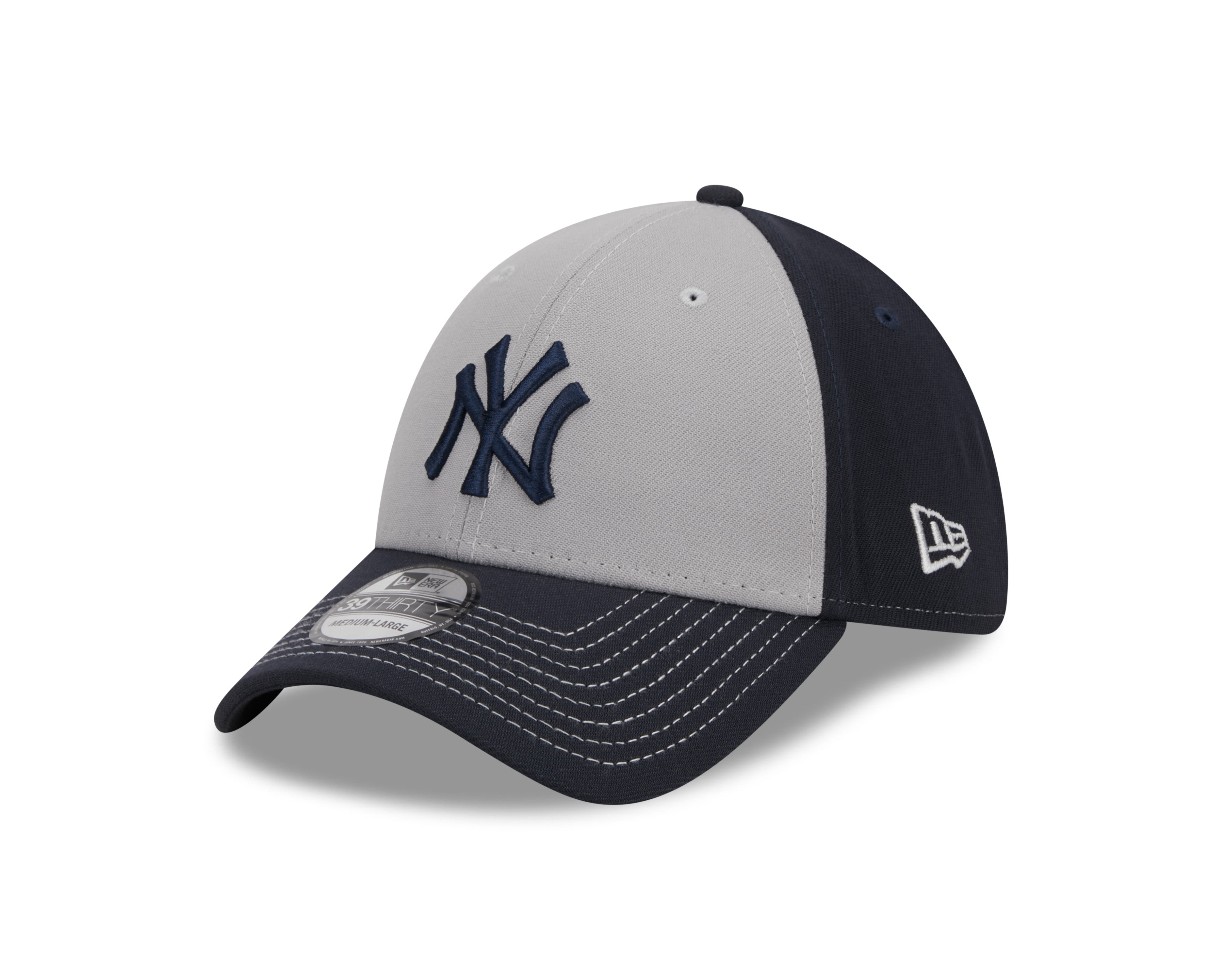 New York Yankees MLB New Era Casquette extensible classique 39Thirty Team gris/bleu marine pour hommes