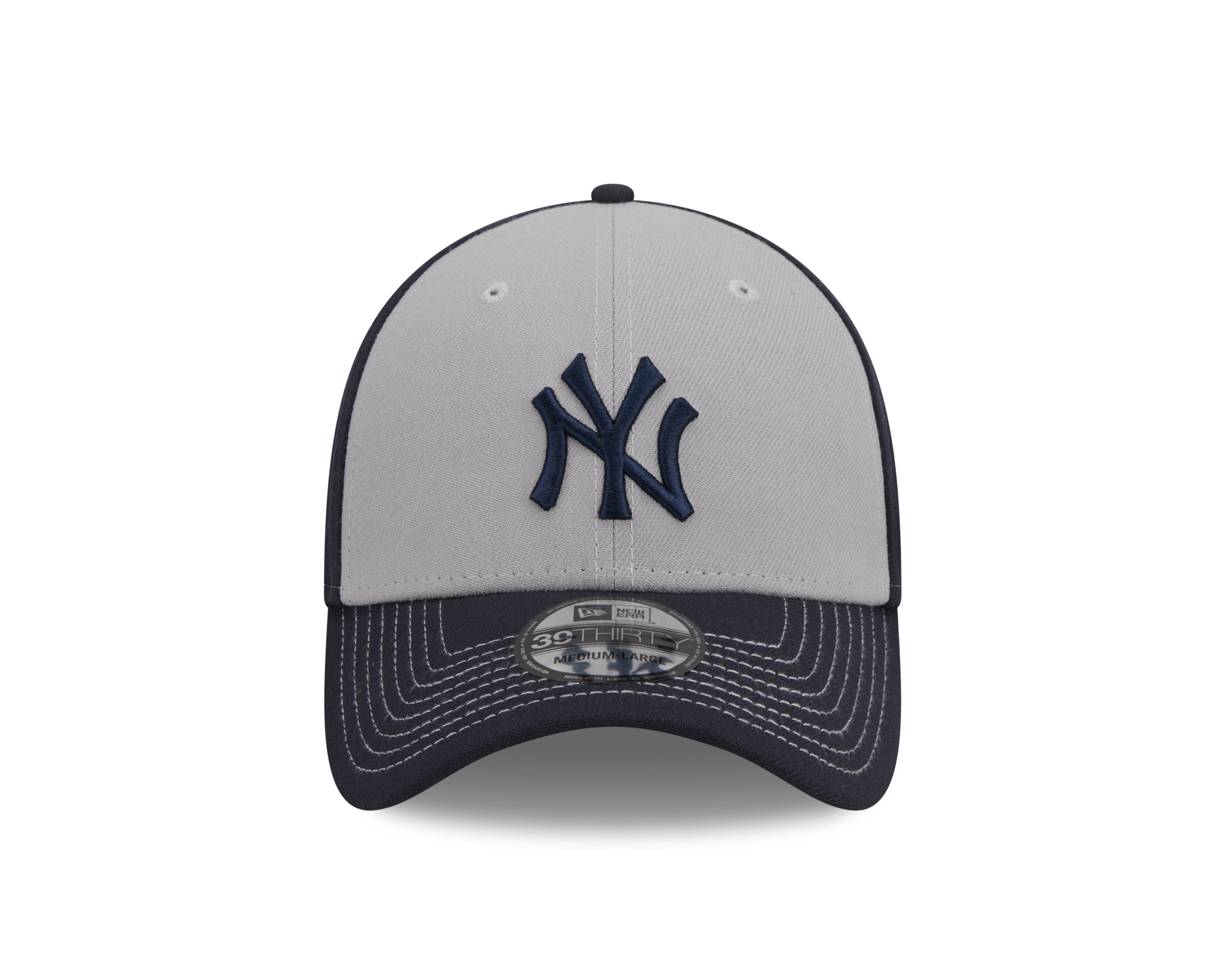 New York Yankees MLB New Era Casquette extensible classique 39Thirty Team gris/bleu marine pour hommes