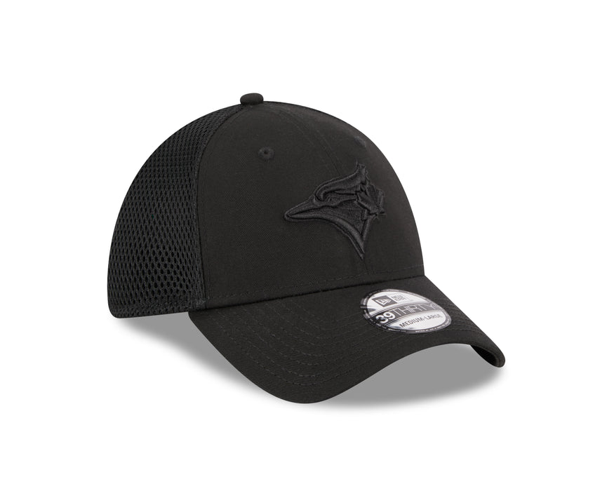 Men's New Era Toronto Blue Jays Black-on-Black Neo Mesh 39THIRTY Flex Hat Size: Medium/Large