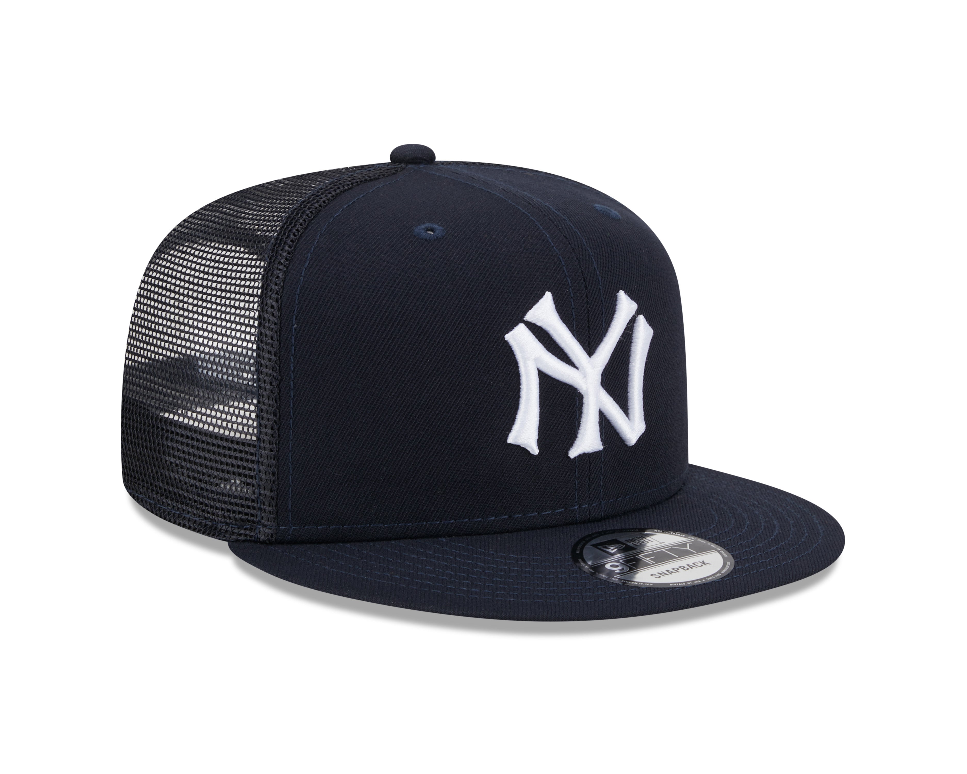 New York Yankees MLB New Era Snapback 9Fifty Cooperstown Trucker pour hommes bleu marine