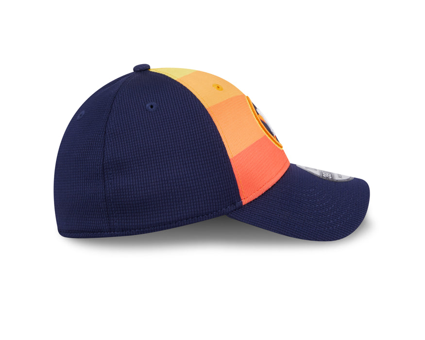 Houston Astros MLB New Era Men's Orange/Navy 39Thirty 2024 Batting Practice Stretch Fit Hat