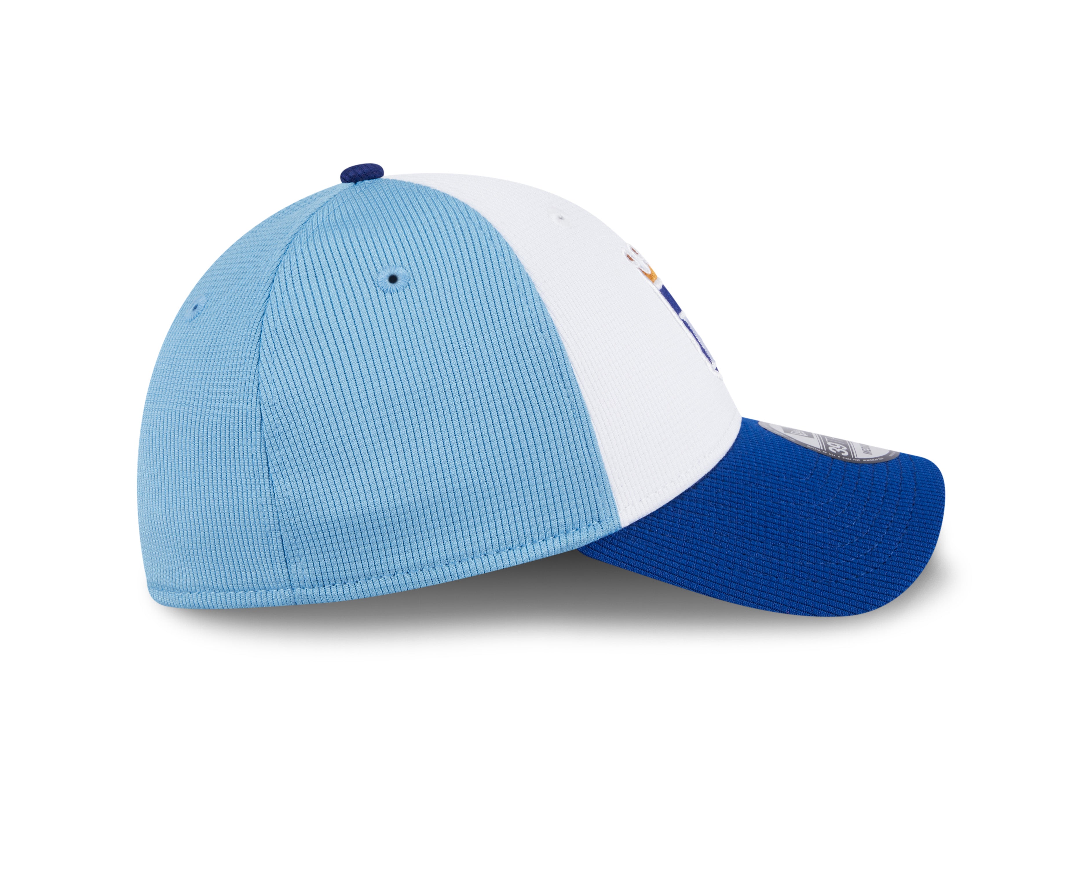 Kansas City Royals MLB New Era Men's White/Light Blue 39Thirty 2024 Batting Practice Stretch Fit Hat