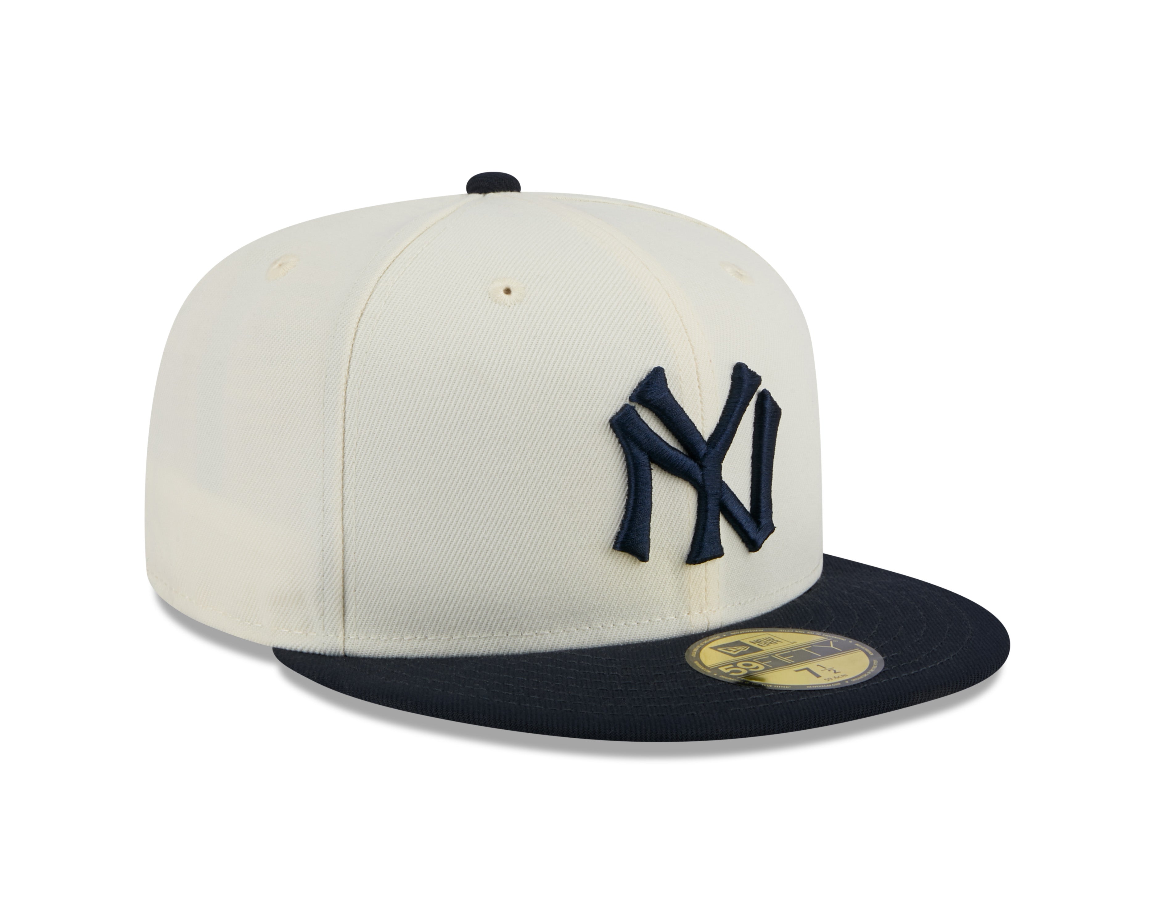 New York Yankees MLB New Era Casquette ajustée blanc cassé/bleu marine 59Fifty 2024 Evergreen pour hommes