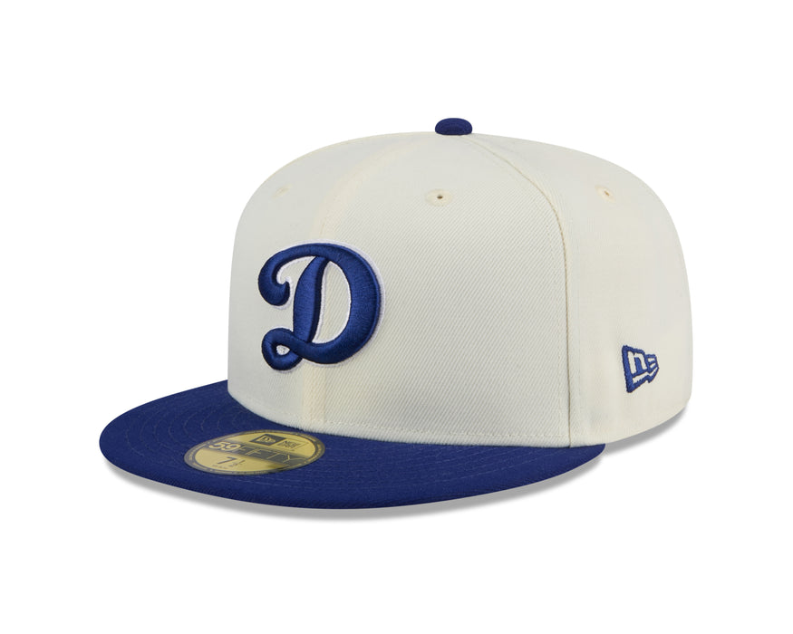 Los Angeles Dodgers MLB New Era Men's Off-White/Navy 59Fifty 2024 Evergreen Fitted Hat