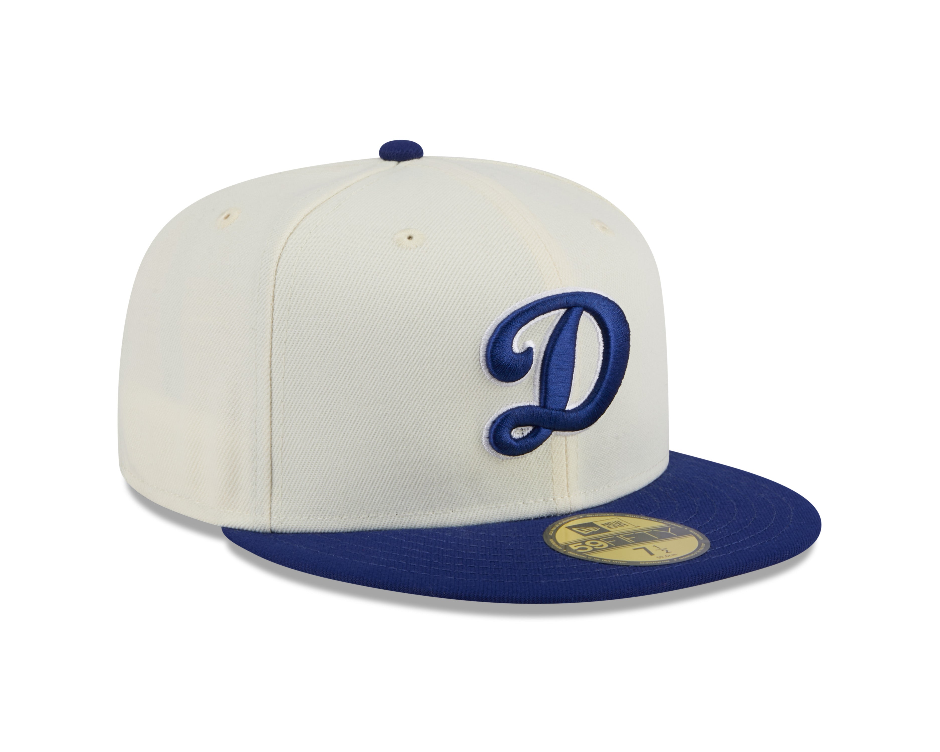 Los Angeles Dodgers MLB New Era Men's Off-White/Navy 59Fifty 2024 Evergreen Fitted Hat