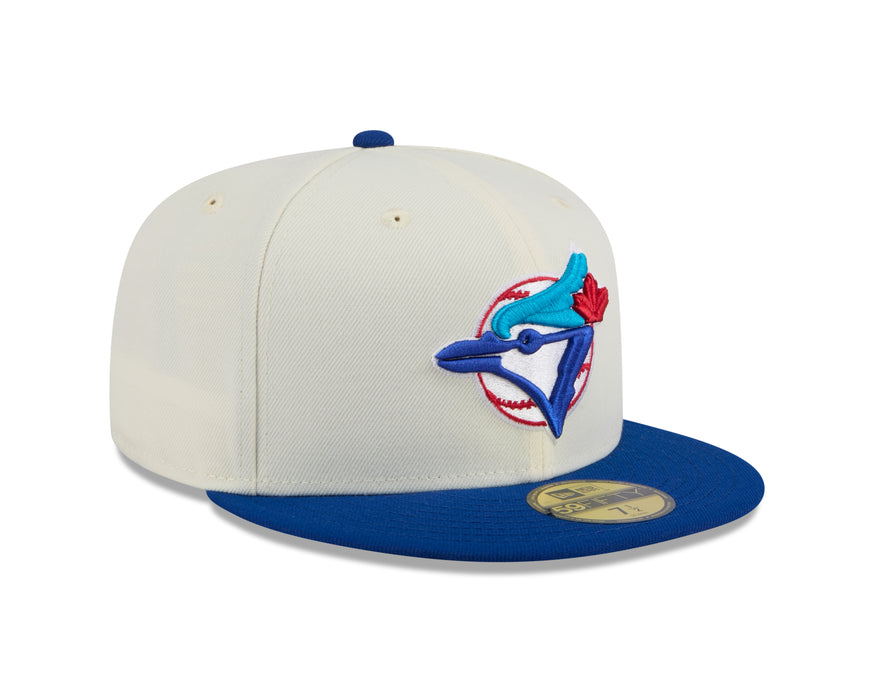 Toronto Blue Jays MLB New Era Men's Off-White/Royal Blue 59Fifty 2024 Evergreen Fitted Hat