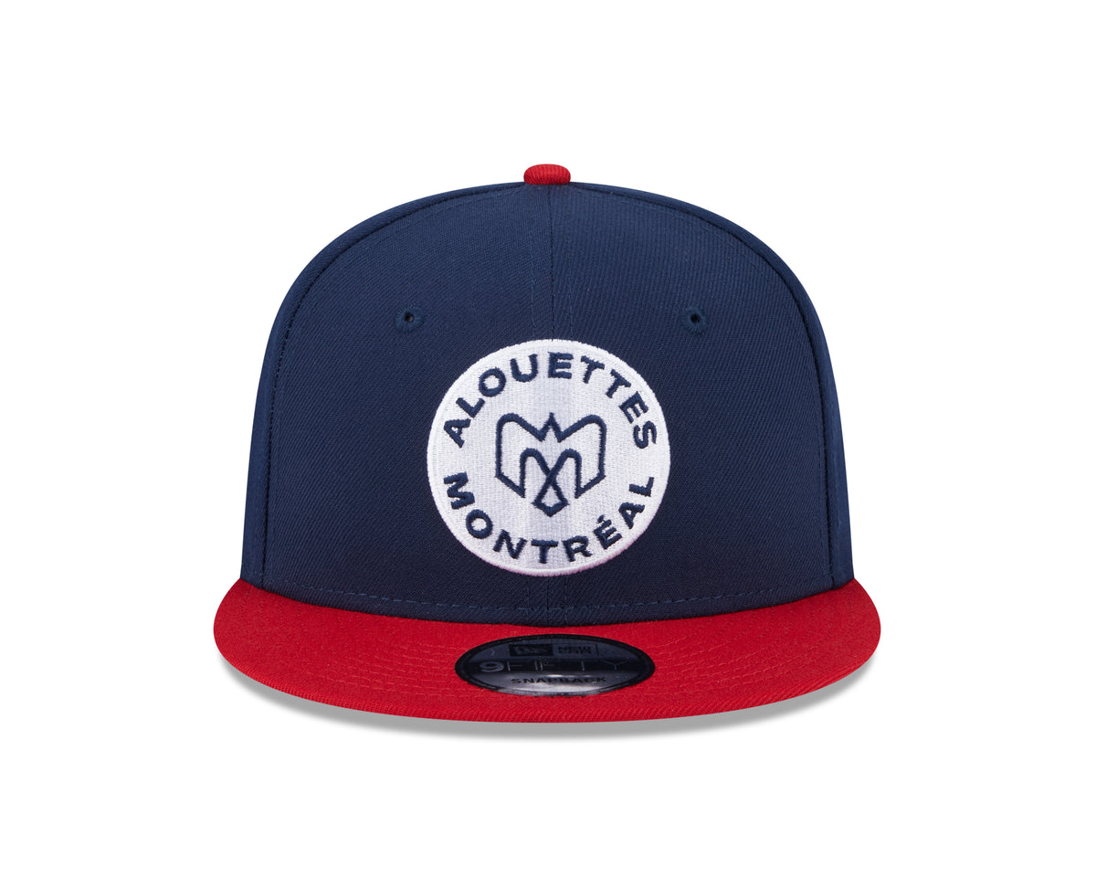 Alouettes de Montréal CFL New Era Snapback 9Fifty deux tons bleu marine/rouge pour hommes