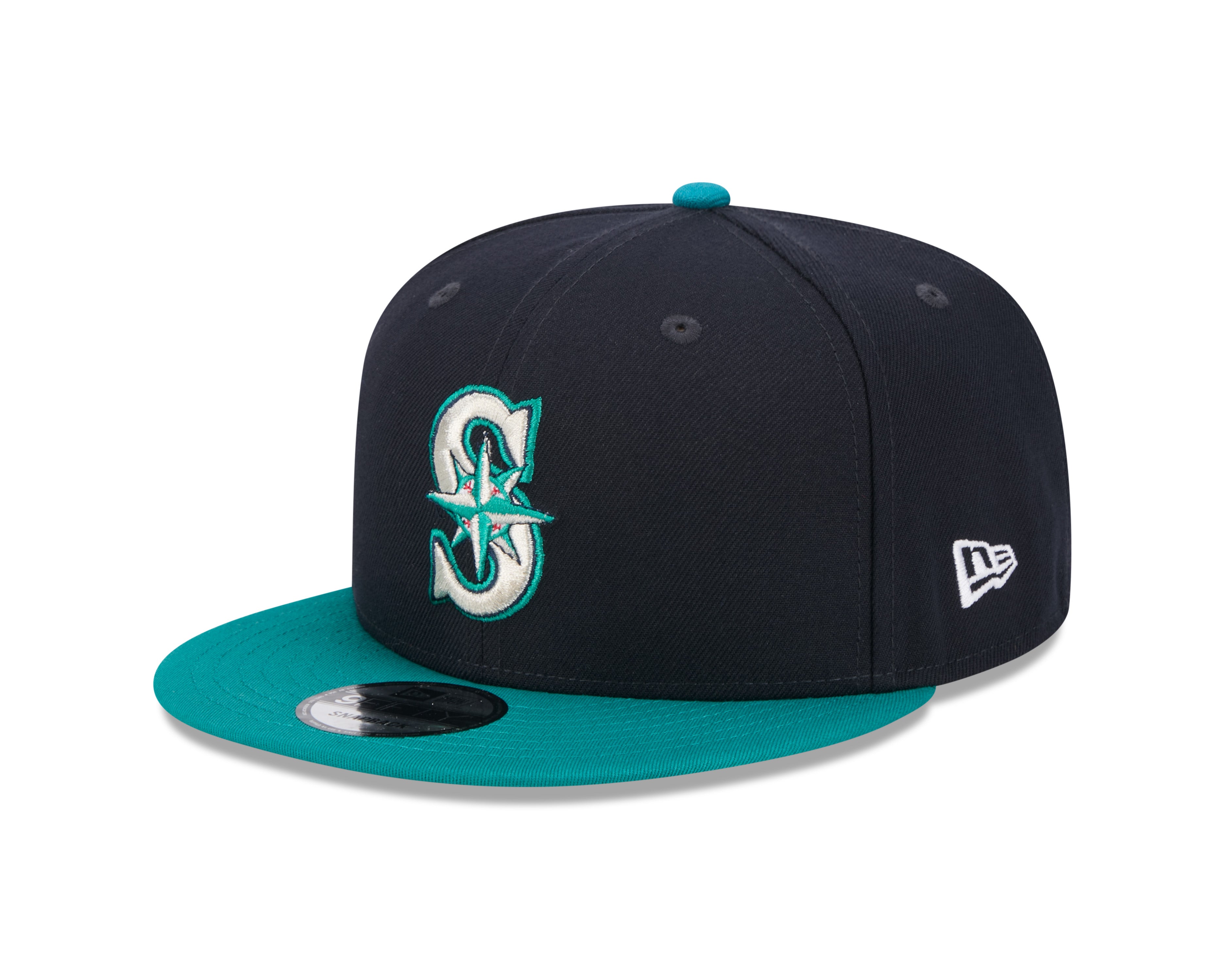 Seattle Mariners MLB New Era Snapback 9Fifty Evergreen pour hommes, bleu marine/vert