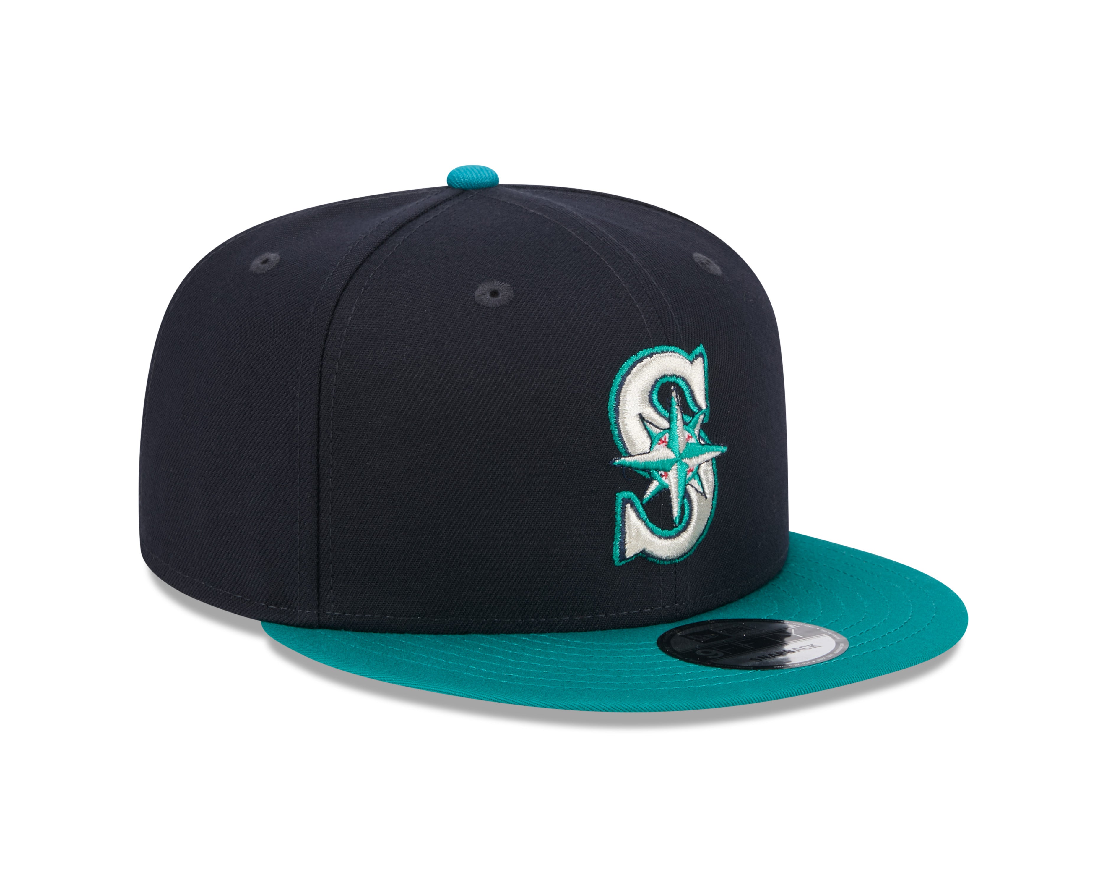 Seattle Mariners MLB New Era Snapback 9Fifty Evergreen pour hommes, bleu marine/vert