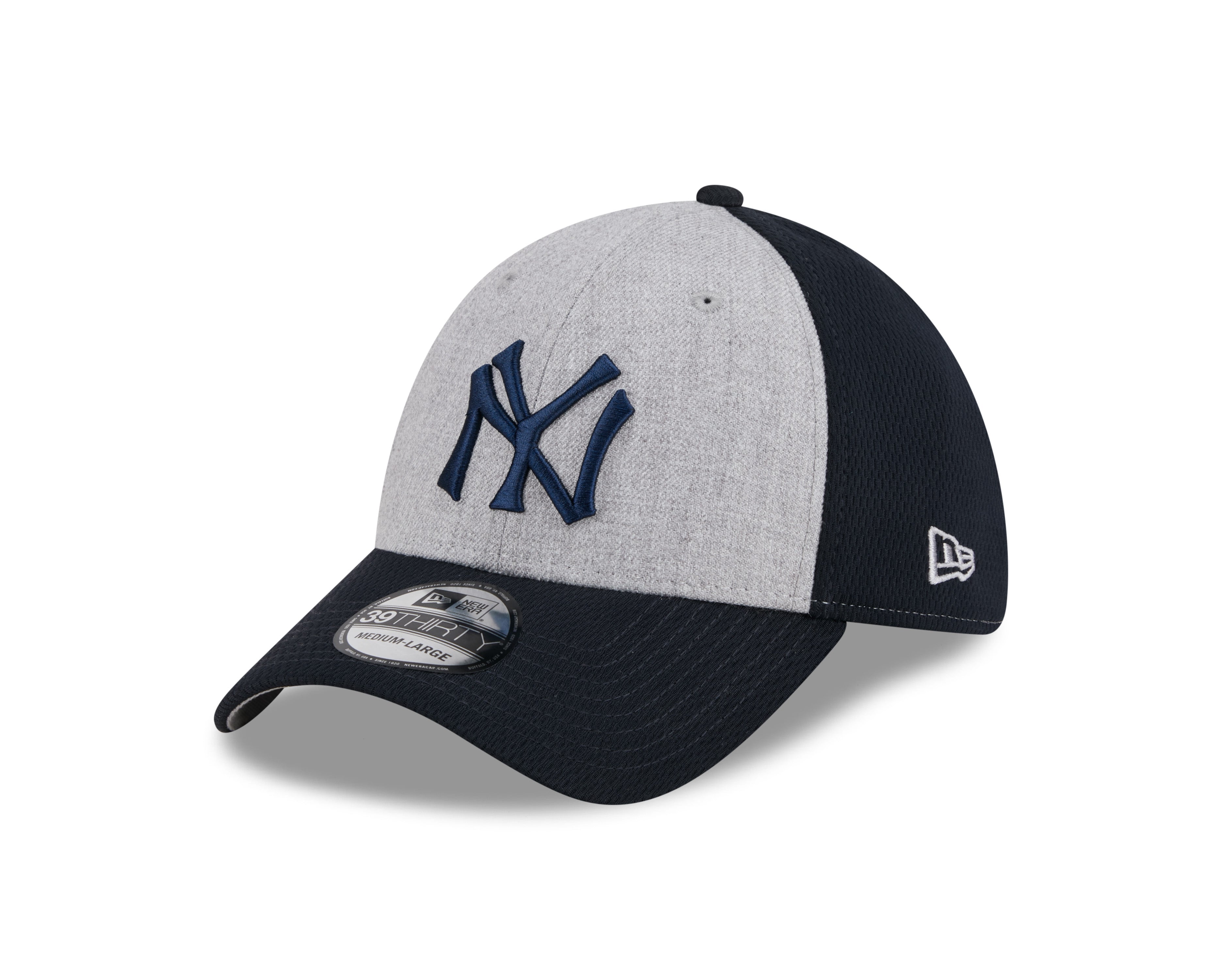 New York Yankees MLB New Era Casquette extensible gris/bleu marine 39Thirty Throwback pour hommes