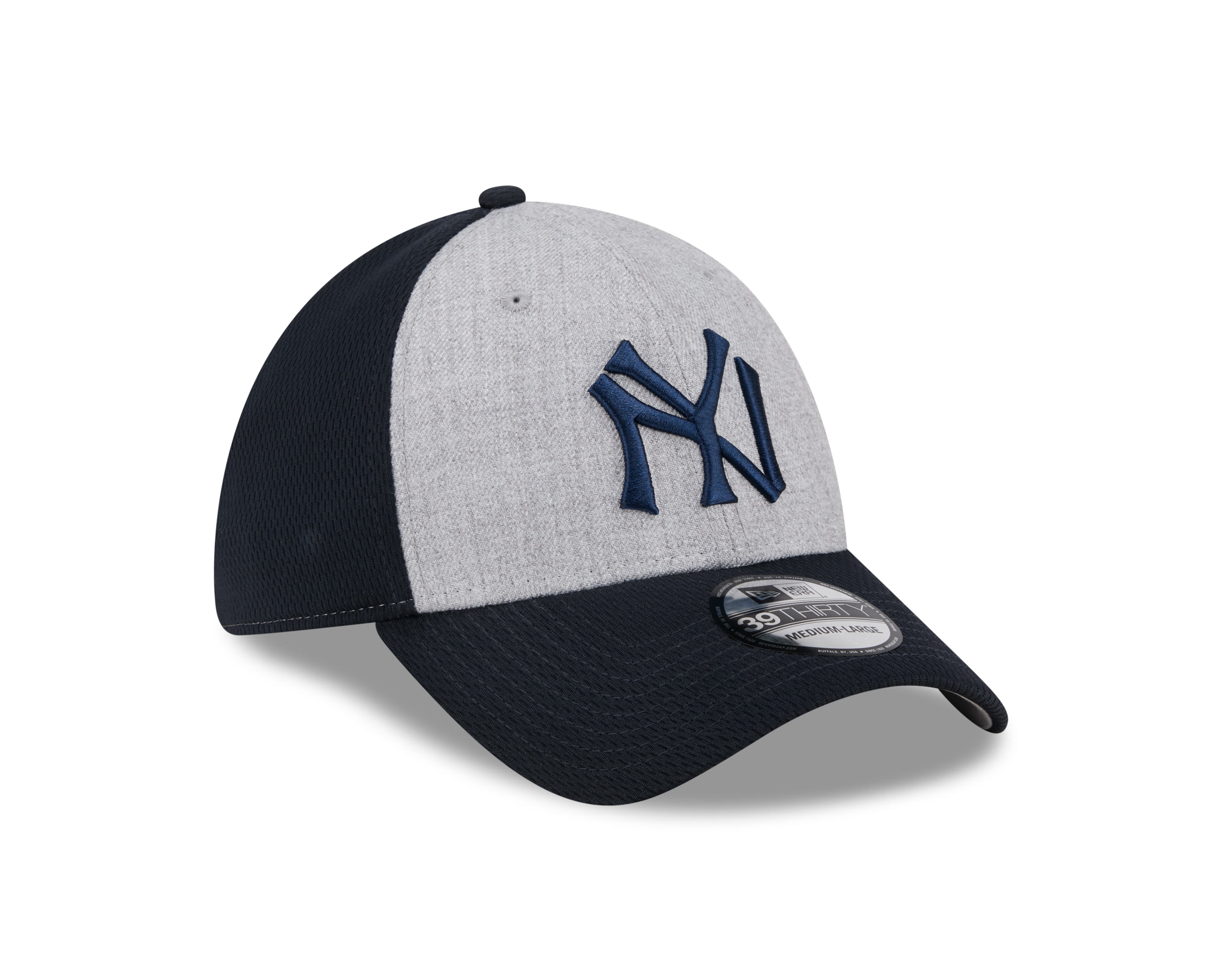 New York Yankees MLB New Era Men's Grey/Navy 39Thirty Throwback Stretch Fit Hat