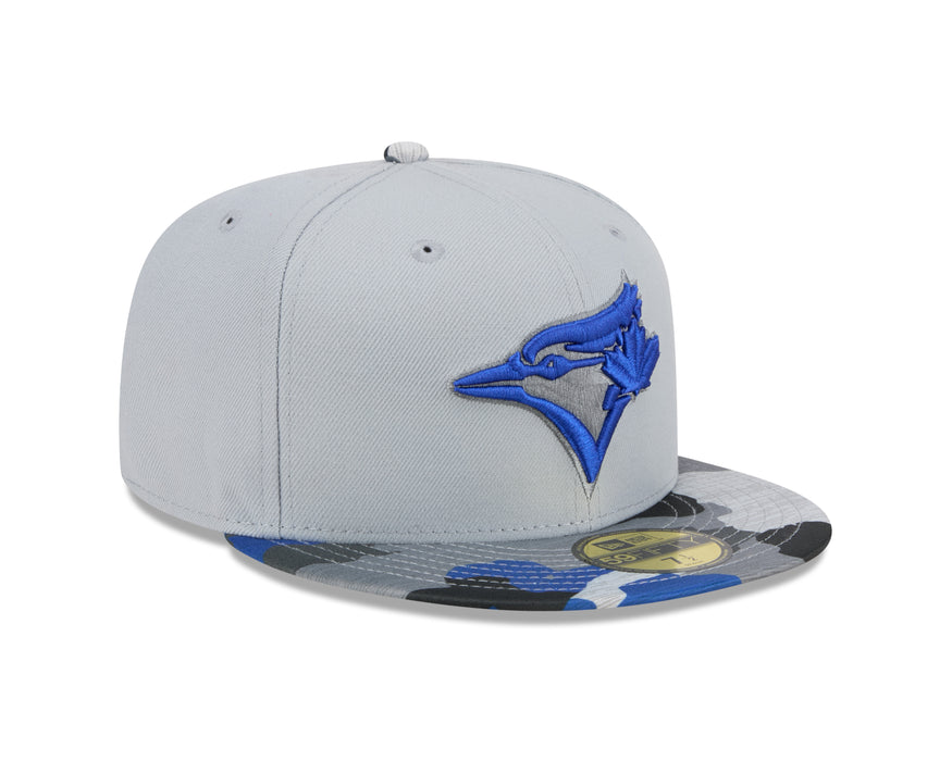 Toronto Blue Jays MLB New Era Men's Grey Camo 59Fifty Active Fitted Hat