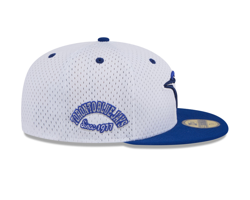 Toronto Blue Jays MLB New Era Men's White 59Fifty Throwback Mesh Fitted Hat