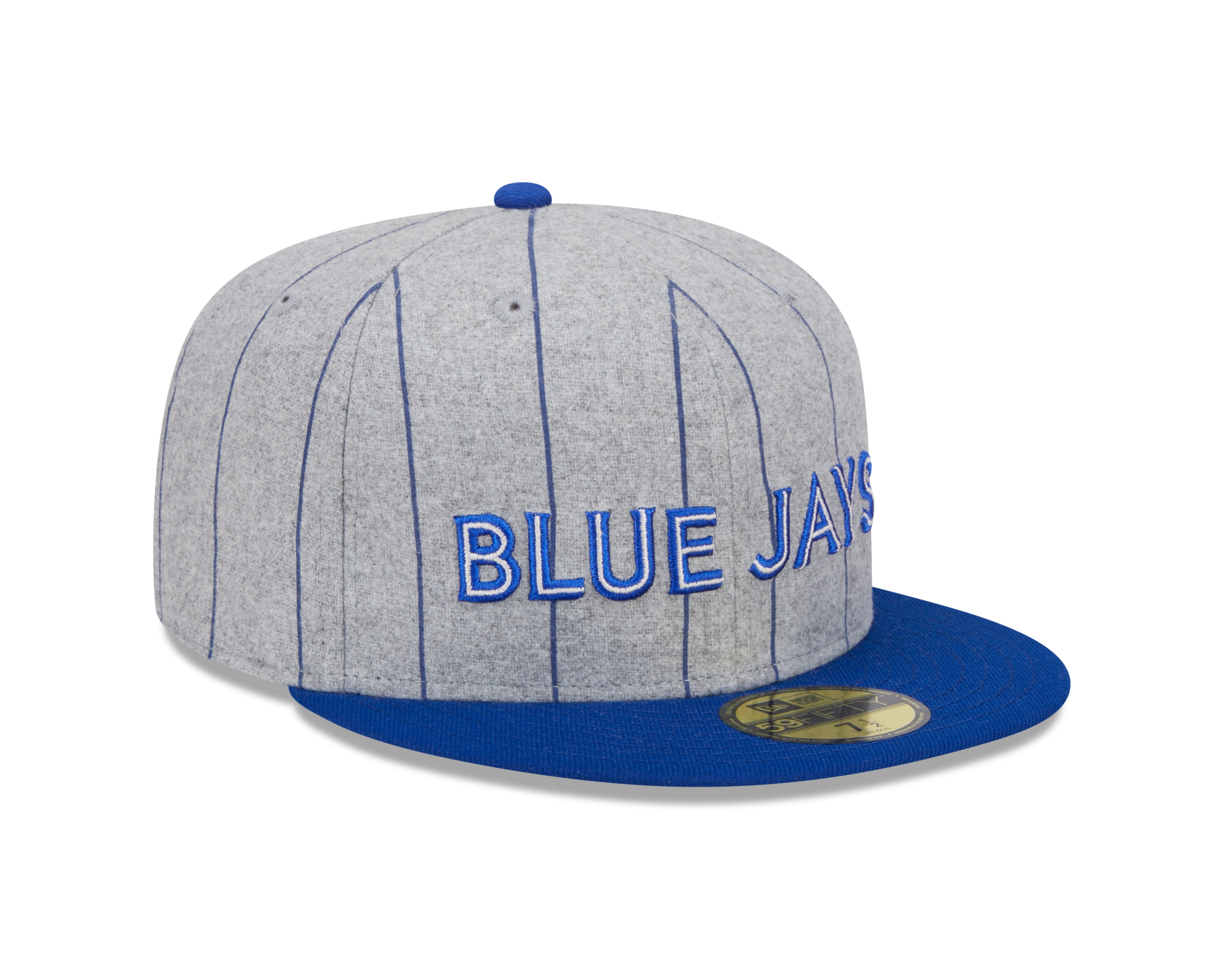 Toronto Blue Jays MLB New Era Casquette ajustée grise 59Fifty Heather à fines rayures pour hommes