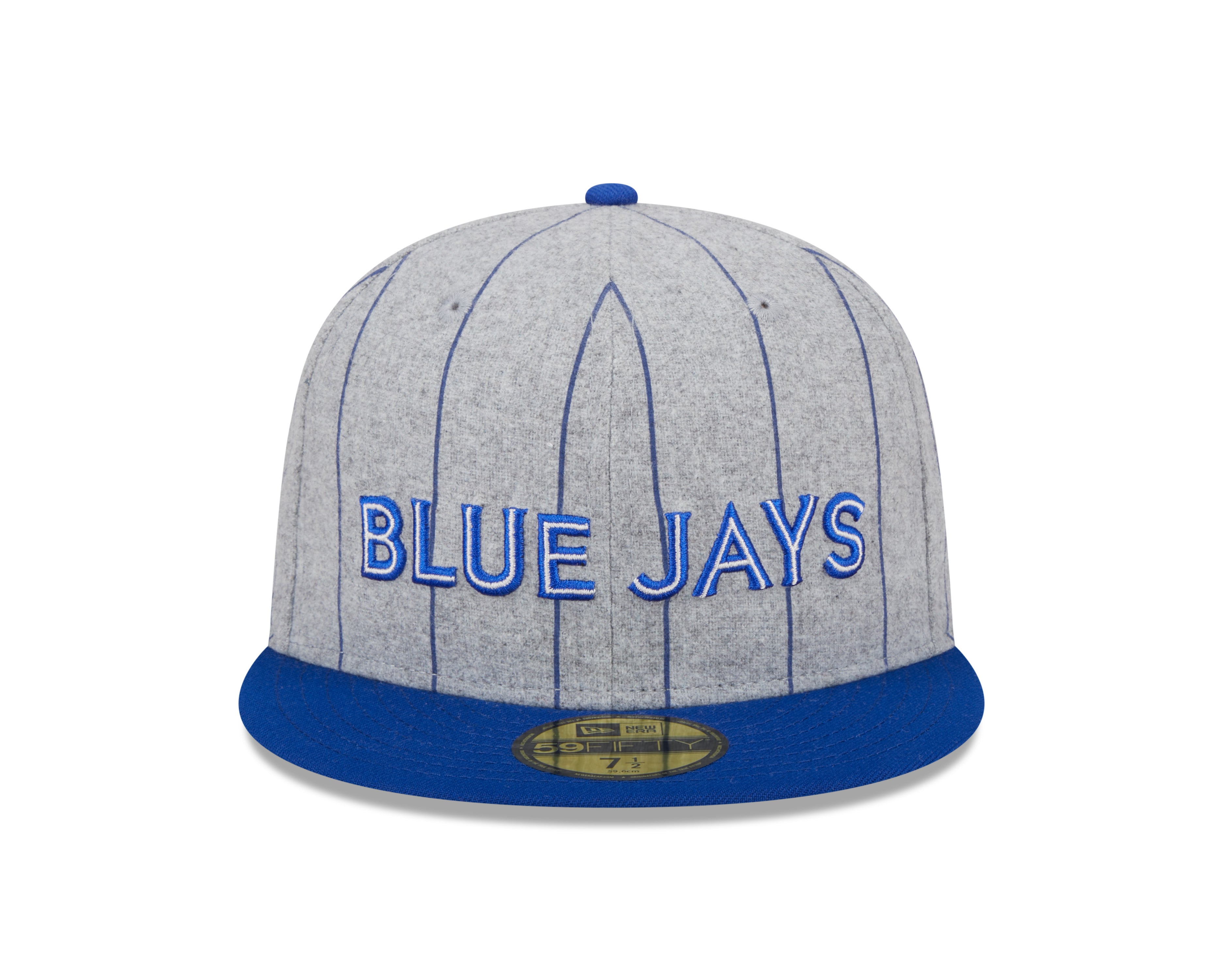 Toronto Blue Jays MLB New Era Casquette ajustée grise 59Fifty Heather à fines rayures pour hommes