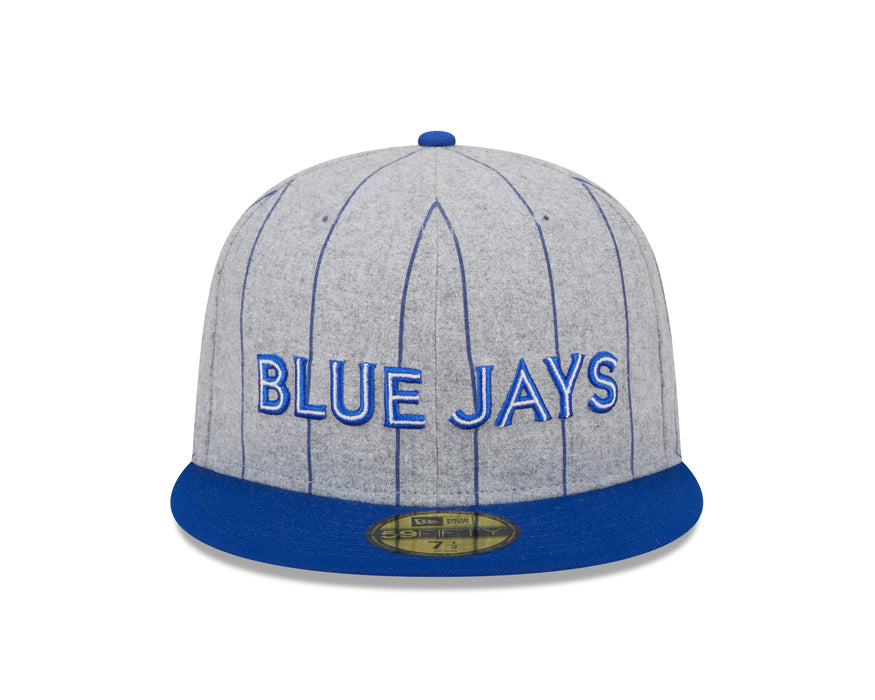 Toronto Blue Jays MLB New Era Men's Grey 59Fifty Heather Pinstripe Fitted Hat