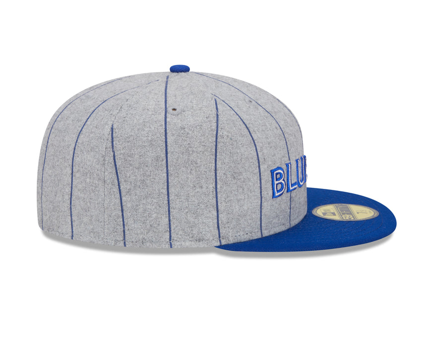 Toronto Blue Jays MLB New Era Men's Grey 59Fifty Heather Pinstripe Fitted Hat