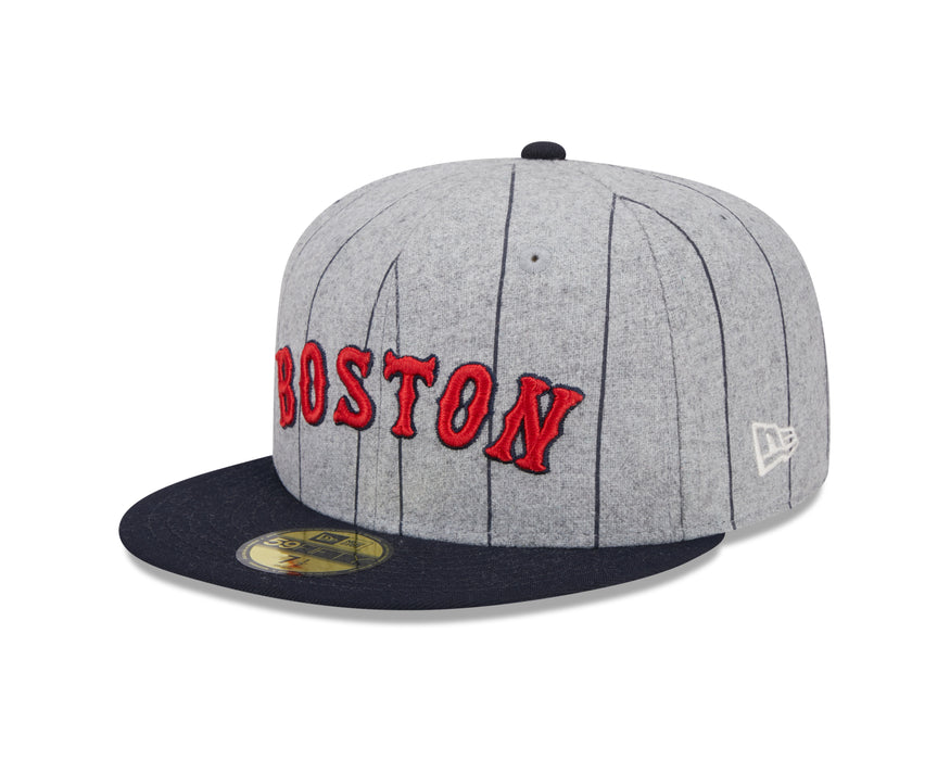 Boston Red Sox MLB New Era Men's Grey 59Fifty Heather Pinstripe Fitted Hat