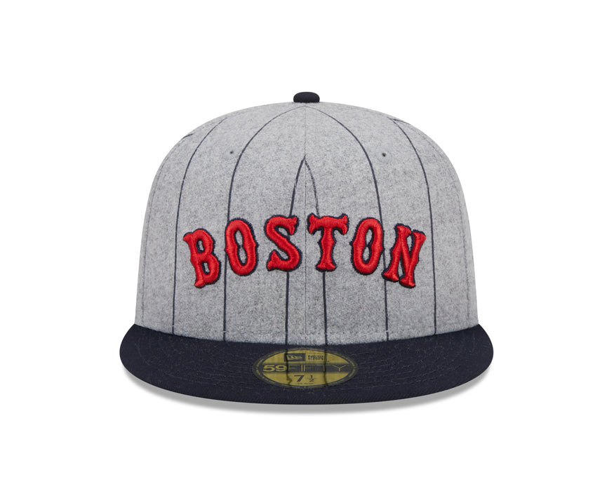 Boston Red Sox MLB New Era Men's Grey 59Fifty Heather Pinstripe Fitted Hat
