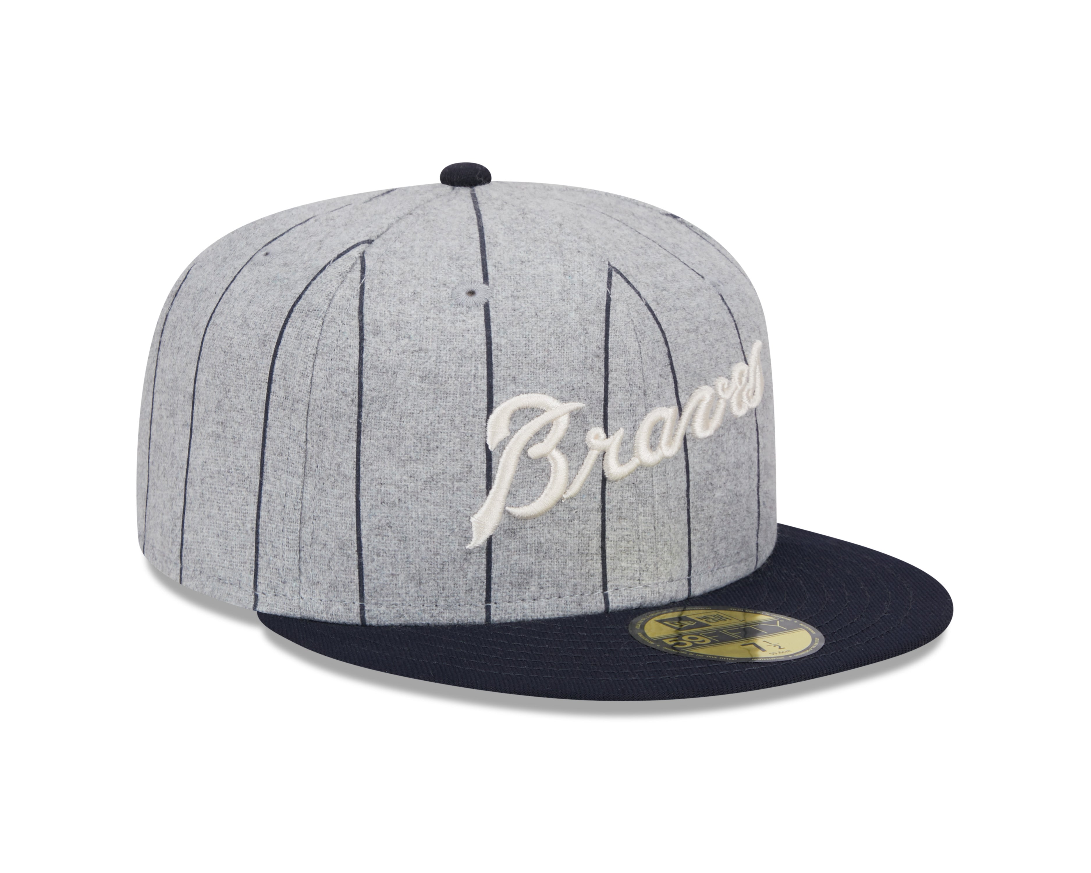 Atlanta Braves MLB New Era Casquette ajustée 59Fifty Heather à fines rayures pour hommes