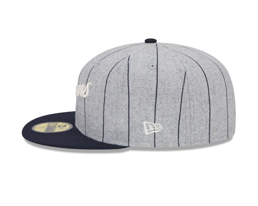 Atlanta Braves MLB New Era Men's Grey 59Fifty Heather Pinstripe Fitted Hat